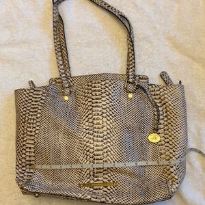 Brahmin Snake Print Tote in Gray and Cream